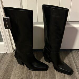 Zara x Massimo Dutti Women’s Leather Boots Square Toe Heels 38 NWT US 7.5